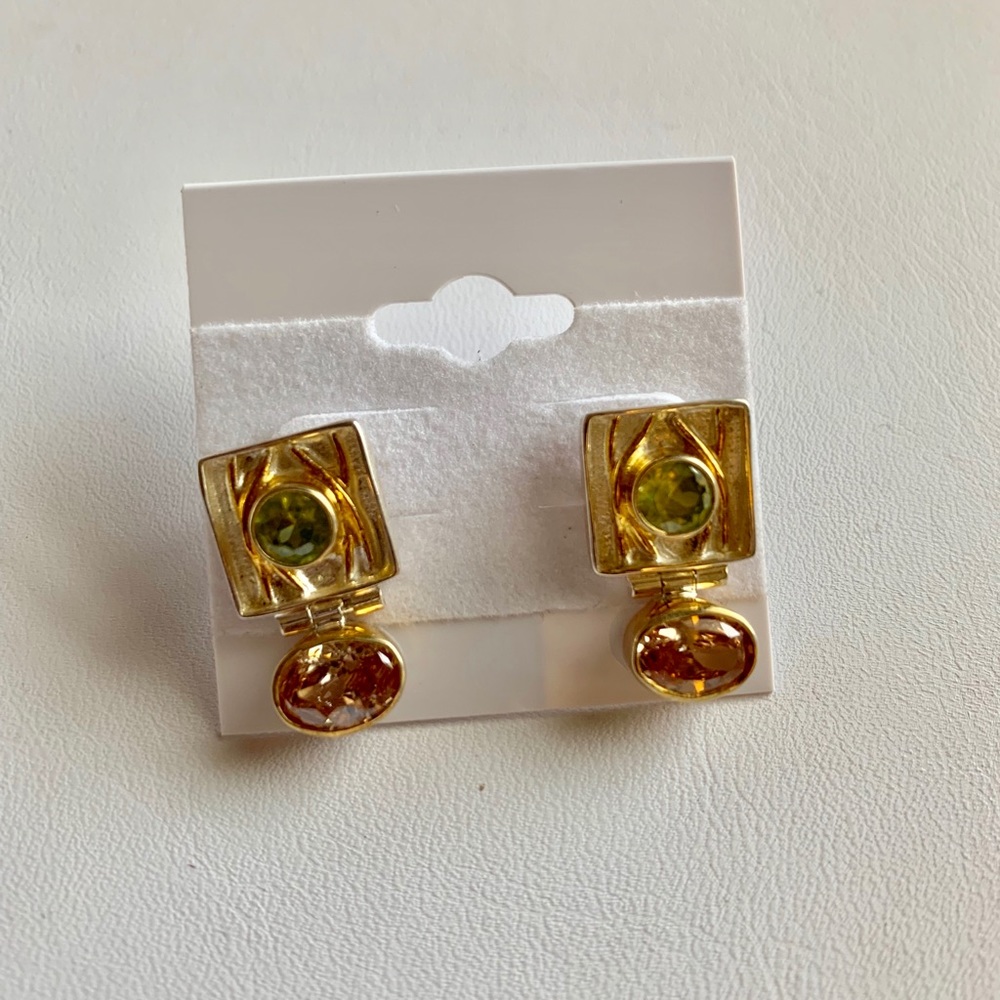 Sterling, peridot and topaz post earrings